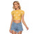 Yellow Palaka Quilt Hawaii Raglan Cropped T Shirt Traditional Hawaii-plaid Pattern - Polynesian Pride