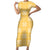 Yellow Palaka Quilt Hawaii Short Sleeve Bodycon Dress Traditional Hawaii-plaid Pattern - Polynesian Pride