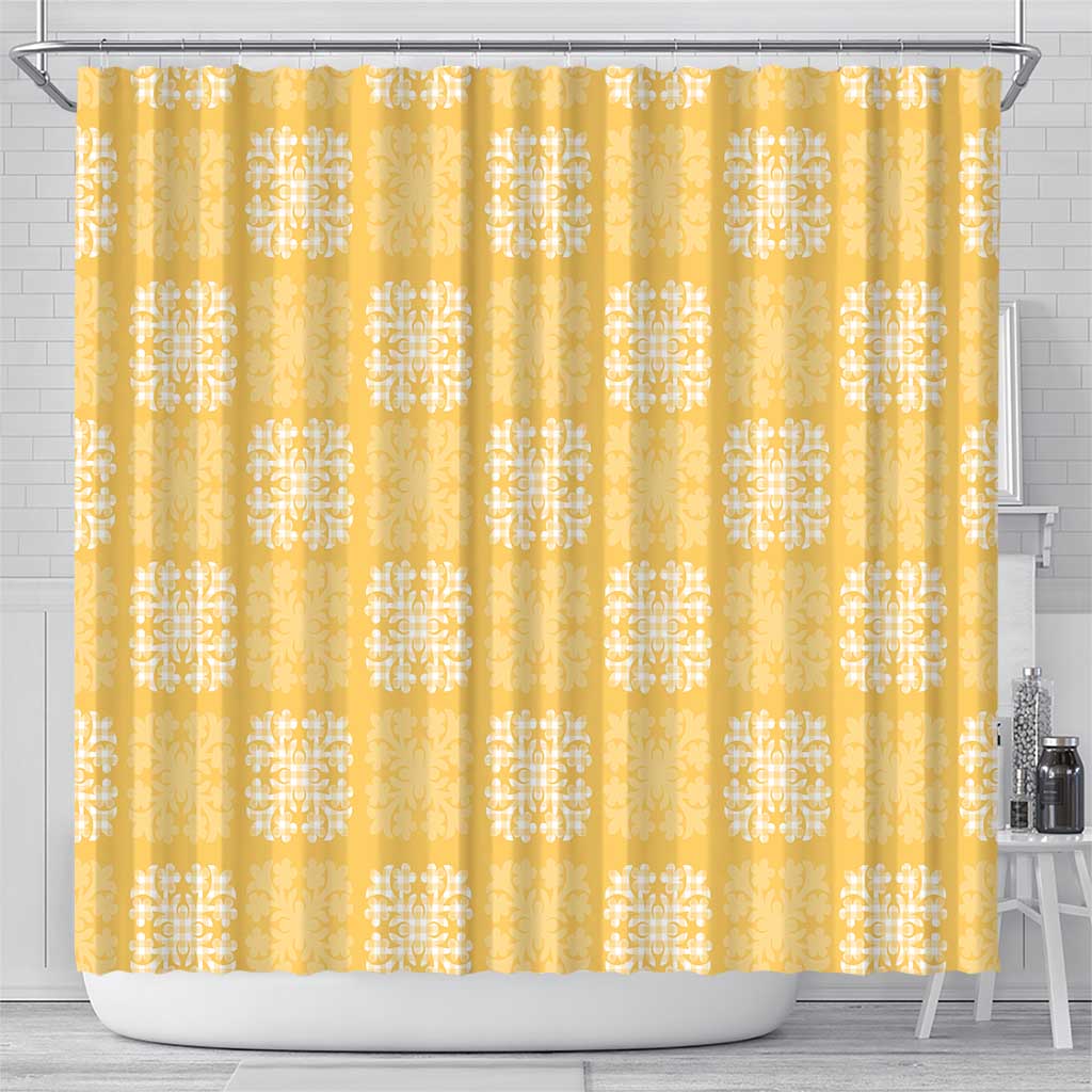 Yellow Palaka Quilt Hawaii Shower Curtain Traditional Hawaii-plaid Pattern - undefined