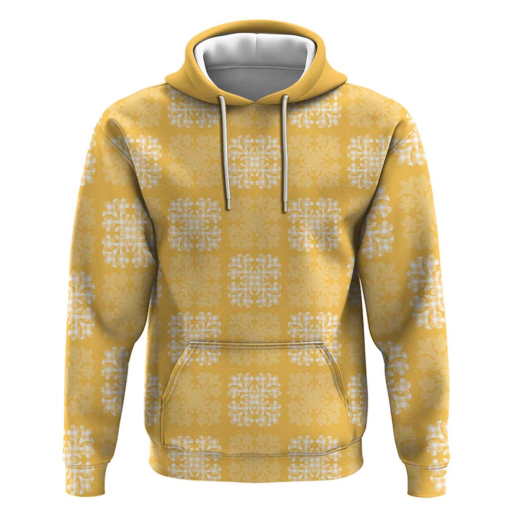Yellow Palaka Quilt Hawaii Zip Hoodie Traditional Hawaii-plaid Pattern - Polynesian Pride