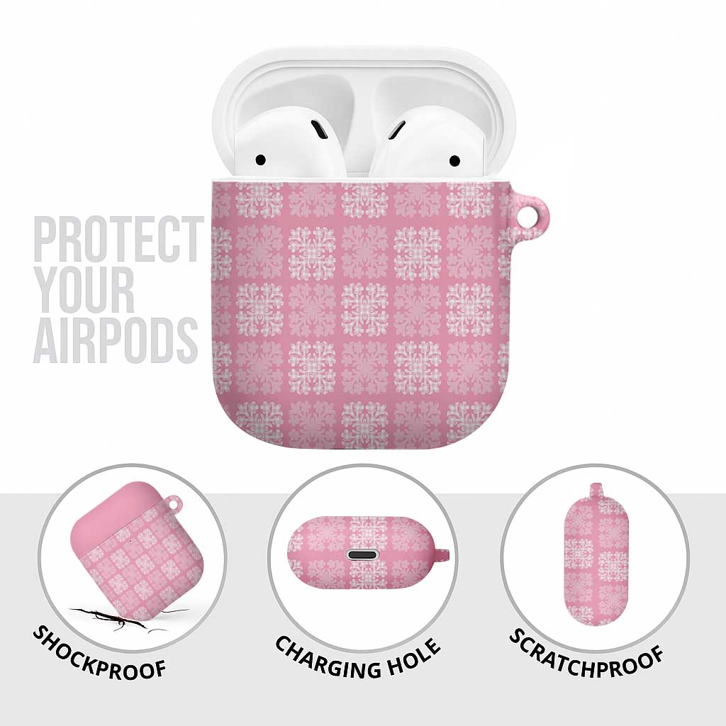 Pink Palaka Quilt Hawaii AirPods Case Traditional Hawaii-plaid Pattern - Polynesian Pride