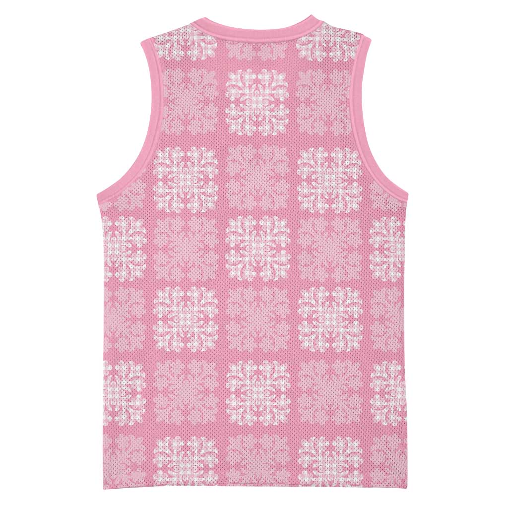 Pink Palaka Quilt Hawaii Basketball Jersey Traditional Hawaii-plaid Pattern - Polynesian Pride