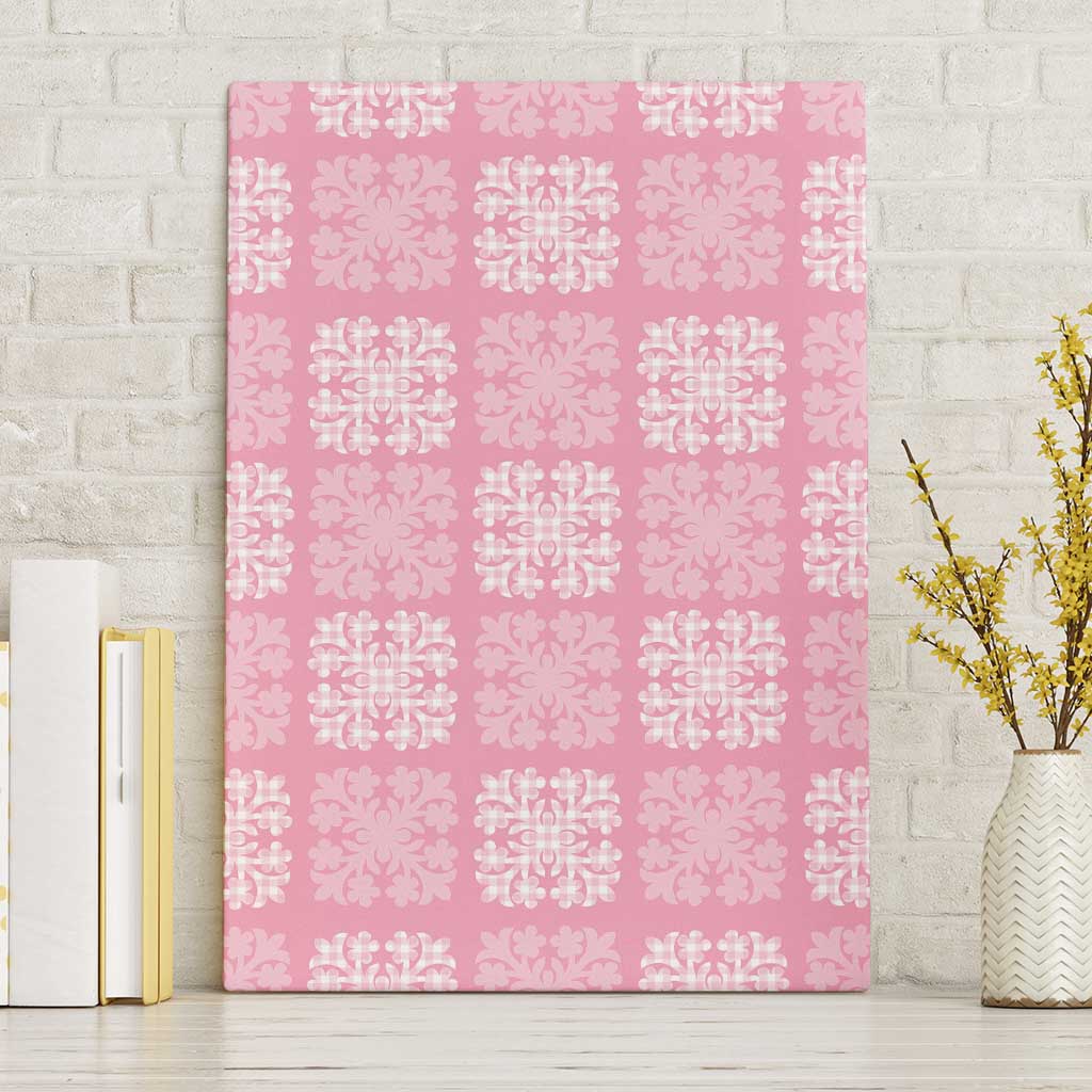 Pink Palaka Quilt Hawaii Canvas Wall Art Traditional Hawaii-plaid Pattern - Polynesian Pride