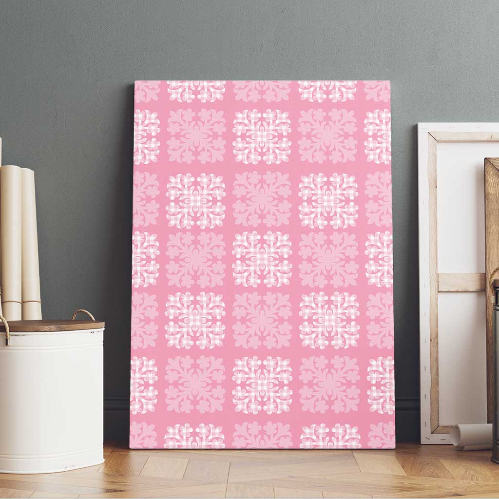 Pink Palaka Quilt Hawaii Canvas Wall Art Traditional Hawaii-plaid Pattern - Polynesian Pride