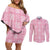 Pink Palaka Quilt Hawaii Couples Matching Off Shoulder Short Dress and Long Sleeve Button Shirt Traditional Hawaii-plaid Pattern - Polynesian Pride