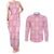 Pink Palaka Quilt Hawaii Couples Matching Tank Maxi Dress and Long Sleeve Button Shirt Traditional Hawaii-plaid Pattern - Polynesian Pride