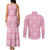 Pink Palaka Quilt Hawaii Couples Matching Tank Maxi Dress and Long Sleeve Button Shirt Traditional Hawaii-plaid Pattern - Polynesian Pride