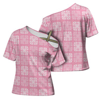 Pink Palaka Quilt Hawaii Cross Shoulder Shirt Traditional Hawaii-plaid Pattern - Polynesian Pride