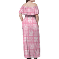 Pink Palaka Quilt Hawaii Family Matching Off Shoulder Maxi Dress and Hawaiian Shirt Traditional Hawaii-plaid Pattern - Polynesian Pride