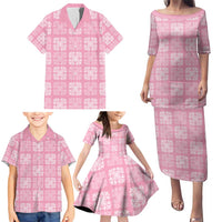Pink Palaka Quilt Hawaii Family Matching Puletasi and Hawaiian Shirt Traditional Hawaii-plaid Pattern - Polynesian Pride