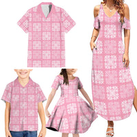 Pink Palaka Quilt Hawaii Family Matching Summer Maxi Dress and Hawaiian Shirt Traditional Hawaii-plaid Pattern - Polynesian Pride