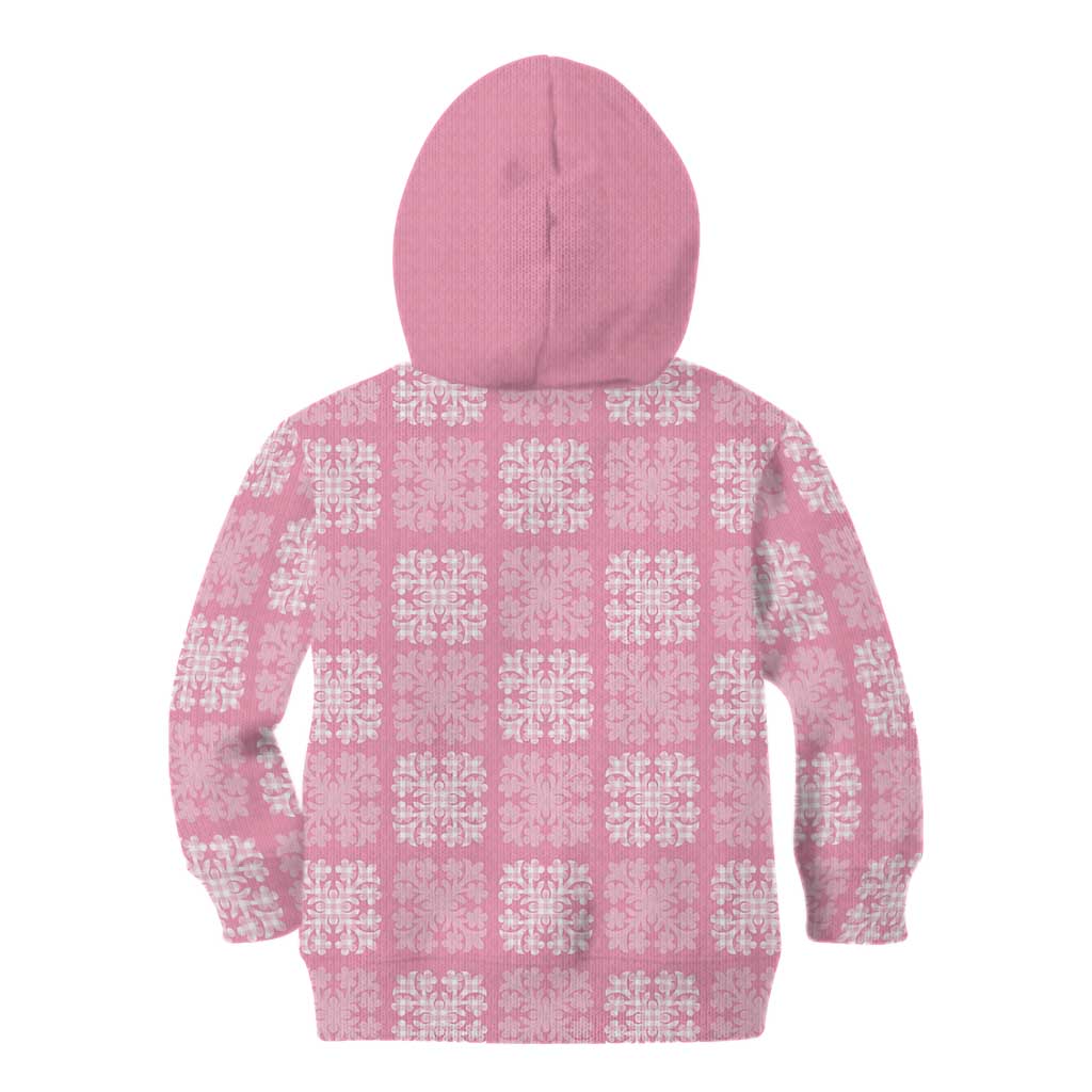 Pink Palaka Quilt Hawaii Kid Hoodie Traditional Hawaii-plaid Pattern - Polynesian Pride