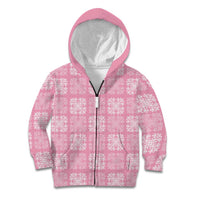 Pink Palaka Quilt Hawaii Kid Hoodie Traditional Hawaii-plaid Pattern - Polynesian Pride