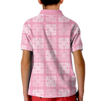 Pink Palaka Quilt Hawaii Kid Polo Shirt Traditional Hawaii-plaid Pattern - Polynesian Pride