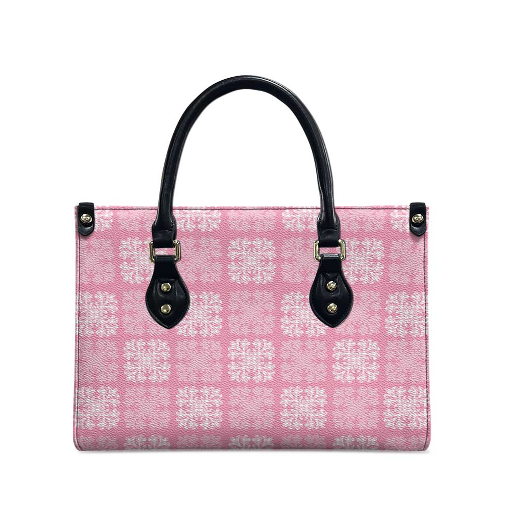 Pink Palaka Quilt Hawaii Leather Bag Traditional Hawaii-plaid Pattern - Polynesian Pride