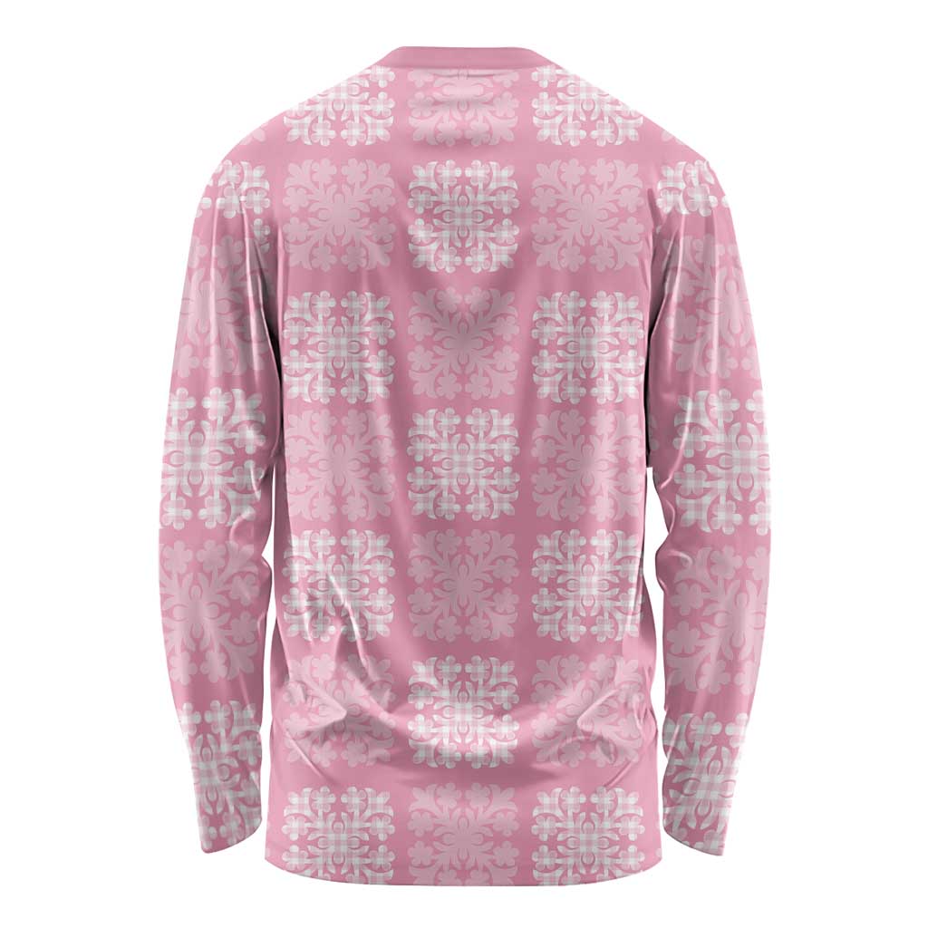 Pink Palaka Quilt Hawaii Long Sleeve Shirt Traditional Hawaii-plaid Pattern - Polynesian Pride