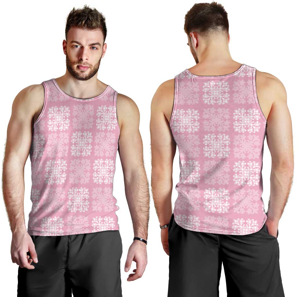 Pink Palaka Quilt Hawaii Men Tank Top Traditional Hawaii-plaid Pattern - Polynesian Pride