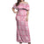 Pink Palaka Quilt Hawaii Off Shoulder Maxi Dress Traditional Hawaii-plaid Pattern - Polynesian Pride