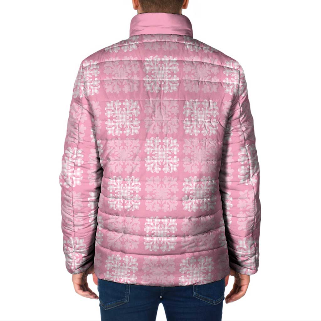 Pink Palaka Quilt Hawaii Padded Jacket Traditional Hawaii-plaid Pattern - Polynesian Pride