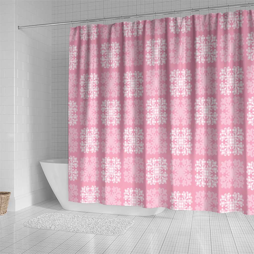 Pink Palaka Quilt Hawaii Shower Curtain Traditional Hawaii-plaid Pattern - Polynesian Pride