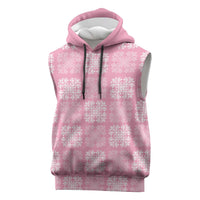 Pink Palaka Quilt Hawaii Sleeveless Hoodie Traditional Hawaii-plaid Pattern - Polynesian Pride