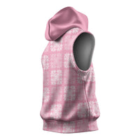 Pink Palaka Quilt Hawaii Sleeveless Hoodie Traditional Hawaii-plaid Pattern - Polynesian Pride