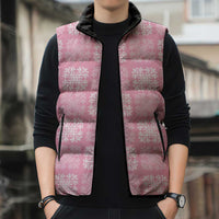 Pink Palaka Quilt Hawaii Sleeveless Puffer Jacket Traditional Hawaii-plaid Pattern - Polynesian Pride