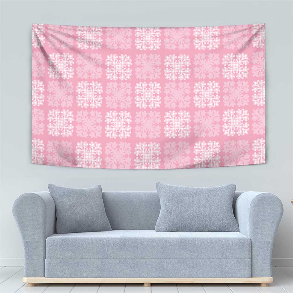 Pink Palaka Quilt Hawaii Tapestry Traditional Hawaii-plaid Pattern - Polynesian Pride