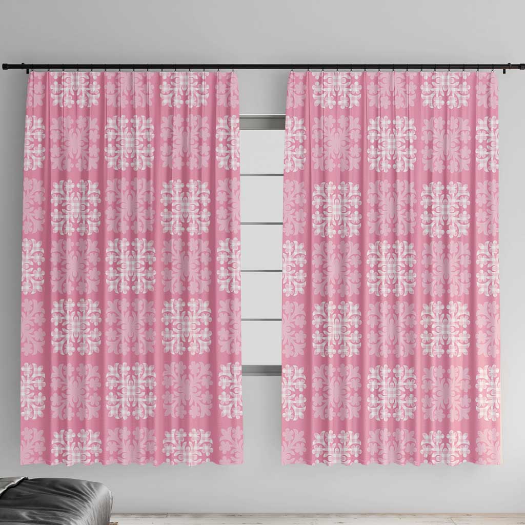 Pink Palaka Quilt Hawaii Window Curtain Traditional Hawaii-plaid Pattern - Polynesian Pride
