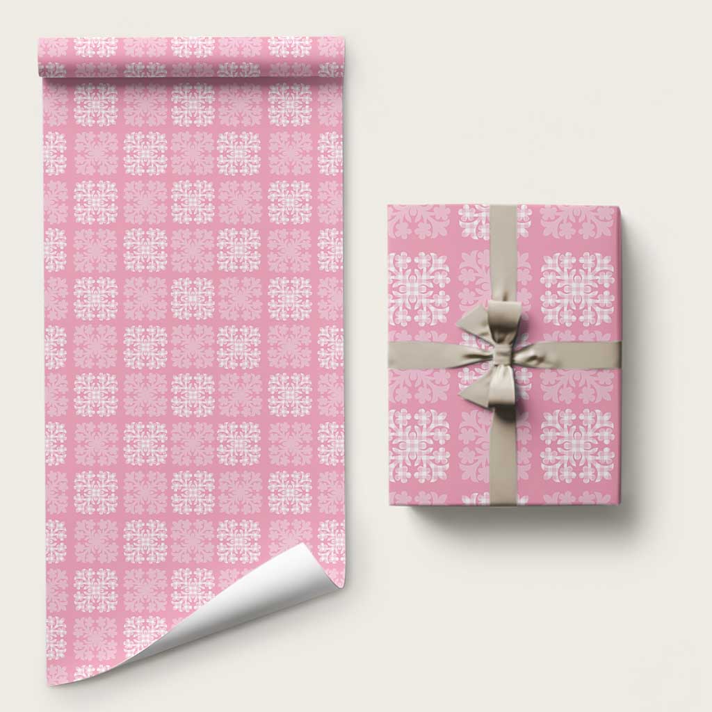 Pink Palaka Quilt Hawaii Wrapping Paper Traditional Hawaii-plaid Pattern LT14 58" × 23" Pink - Polynesian Pride