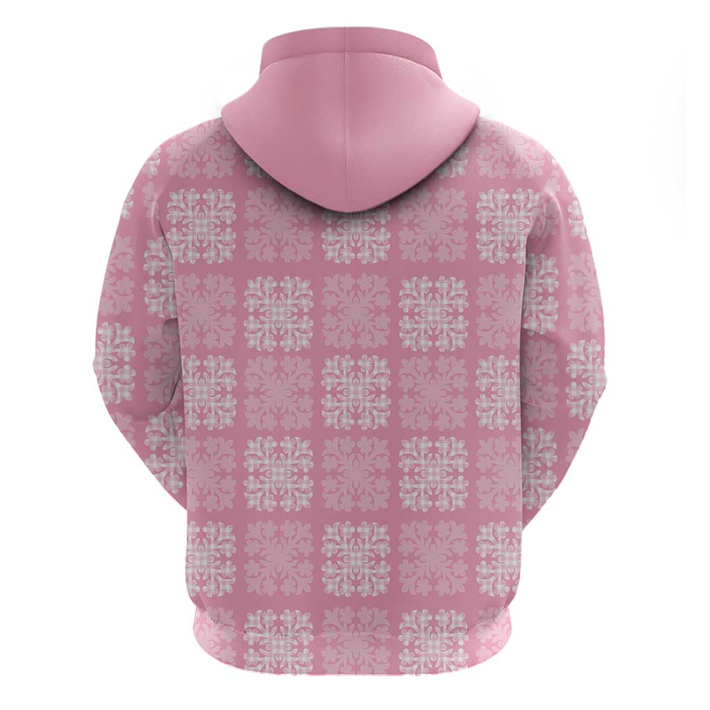 Pink Palaka Quilt Hawaii Zip Hoodie Traditional Hawaii-plaid Pattern - Polynesian Pride