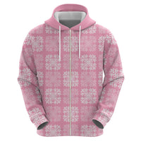Pink Palaka Quilt Hawaii Zip Hoodie Traditional Hawaii-plaid Pattern - Polynesian Pride