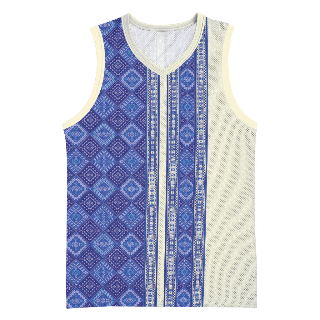 Mabuhay Philippines Festival Basketball Jersey Yakan Modern Filipiniana Inspired LT14 Unisex Blue - Polynesian Pride