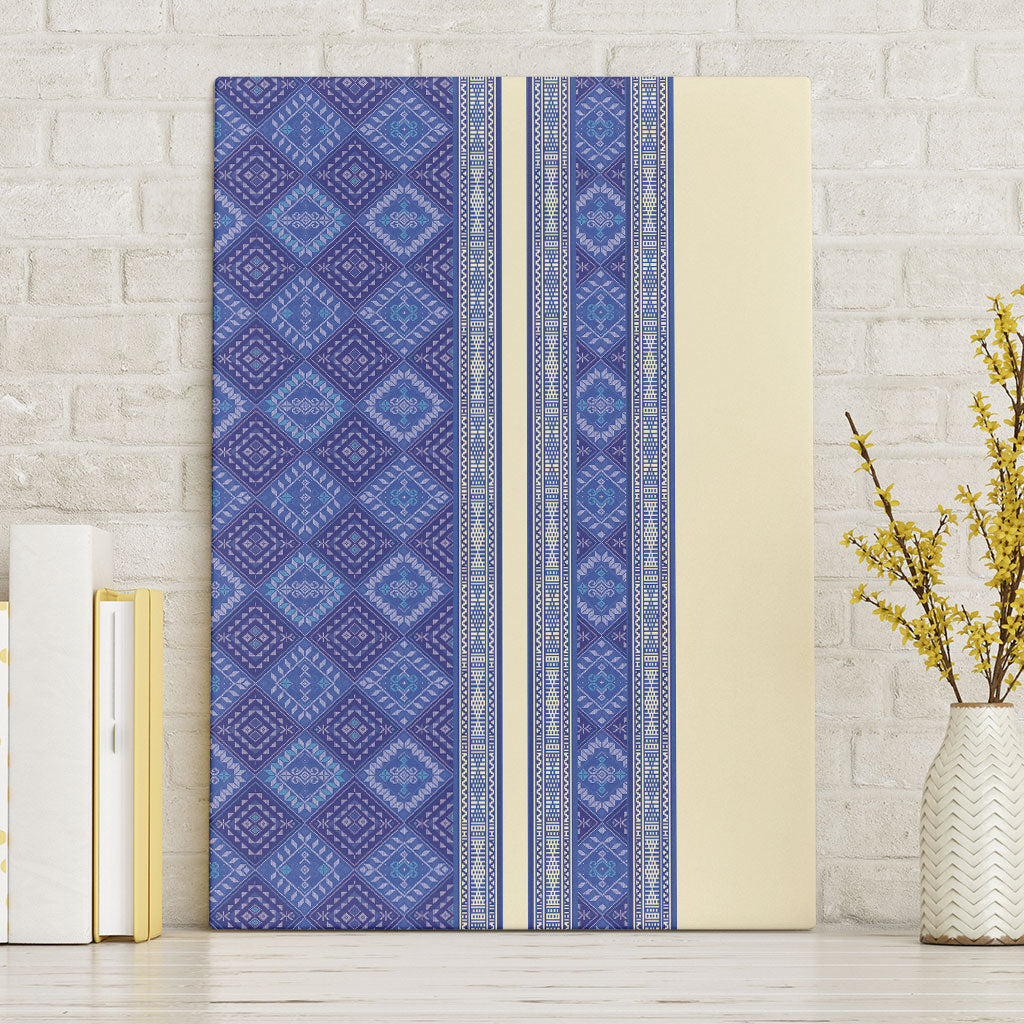 Mabuhay Philippines Festival Canvas Wall Art Yakan Modern Filipiniana Inspired LT14 Without Frame Blue - Polynesian Pride