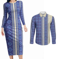 Mabuhay Philippines Festival Couples Matching Long Sleeve Bodycon Dress and Long Sleeve Button Shirt Yakan Modern Filipiniana Inspired