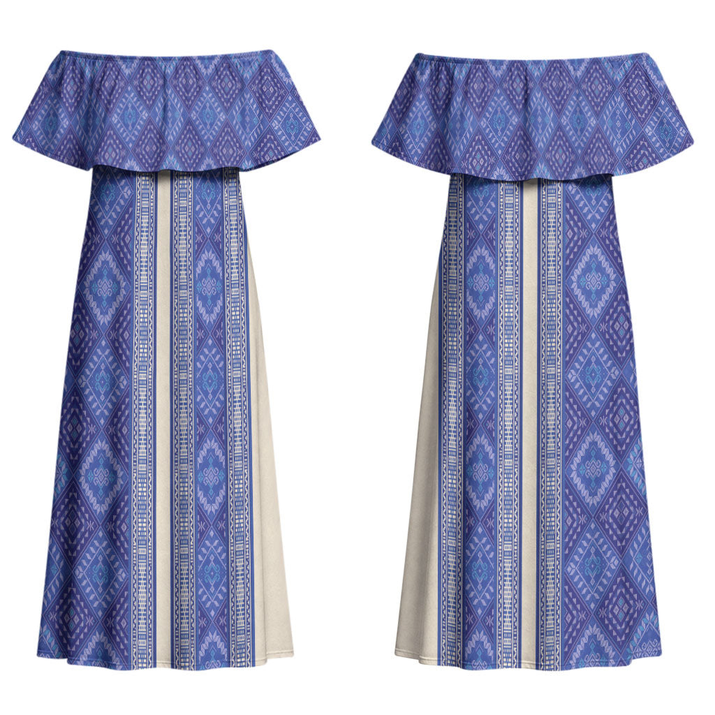 Mabuhay Philippines Festival Couples Matching Off Shoulder Maxi Dress and Hawaiian Shirt Yakan Modern Filipiniana Inspired