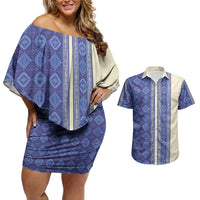 Mabuhay Philippines Festival Couples Matching Off Shoulder Short Dress and Hawaiian Shirt Yakan Modern Filipiniana Inspired