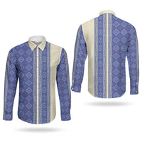 Mabuhay Philippines Festival Couples Matching Off The Shoulder Long Sleeve Dress and Long Sleeve Button Shirt Yakan Modern Filipiniana Inspired