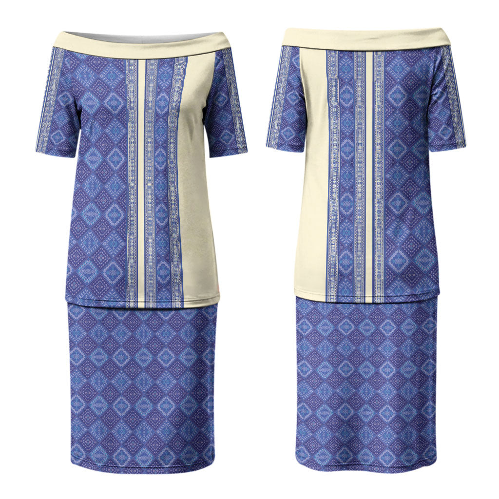 Mabuhay Philippines Festival Couples Matching Puletasi and Long Sleeve Button Shirt Yakan Modern Filipiniana Inspired