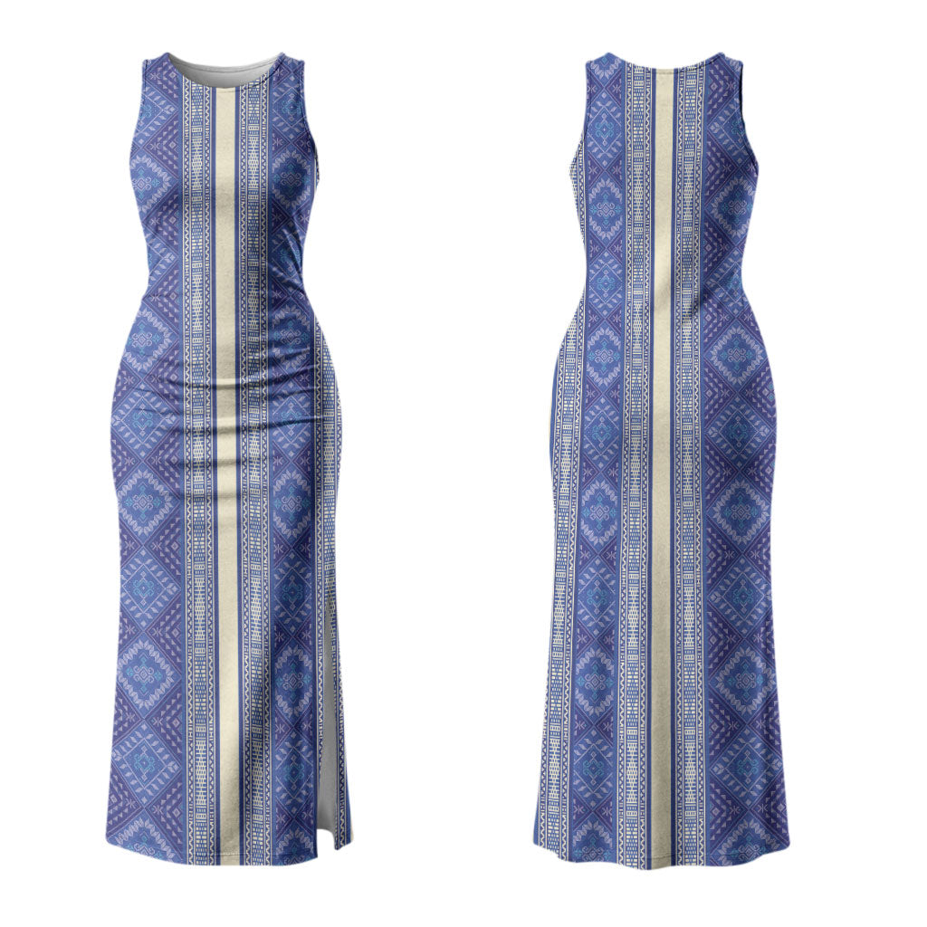 Mabuhay Philippines Festival Couples Matching Tank Maxi Dress and Hawaiian Shirt Yakan Modern Filipiniana Inspired