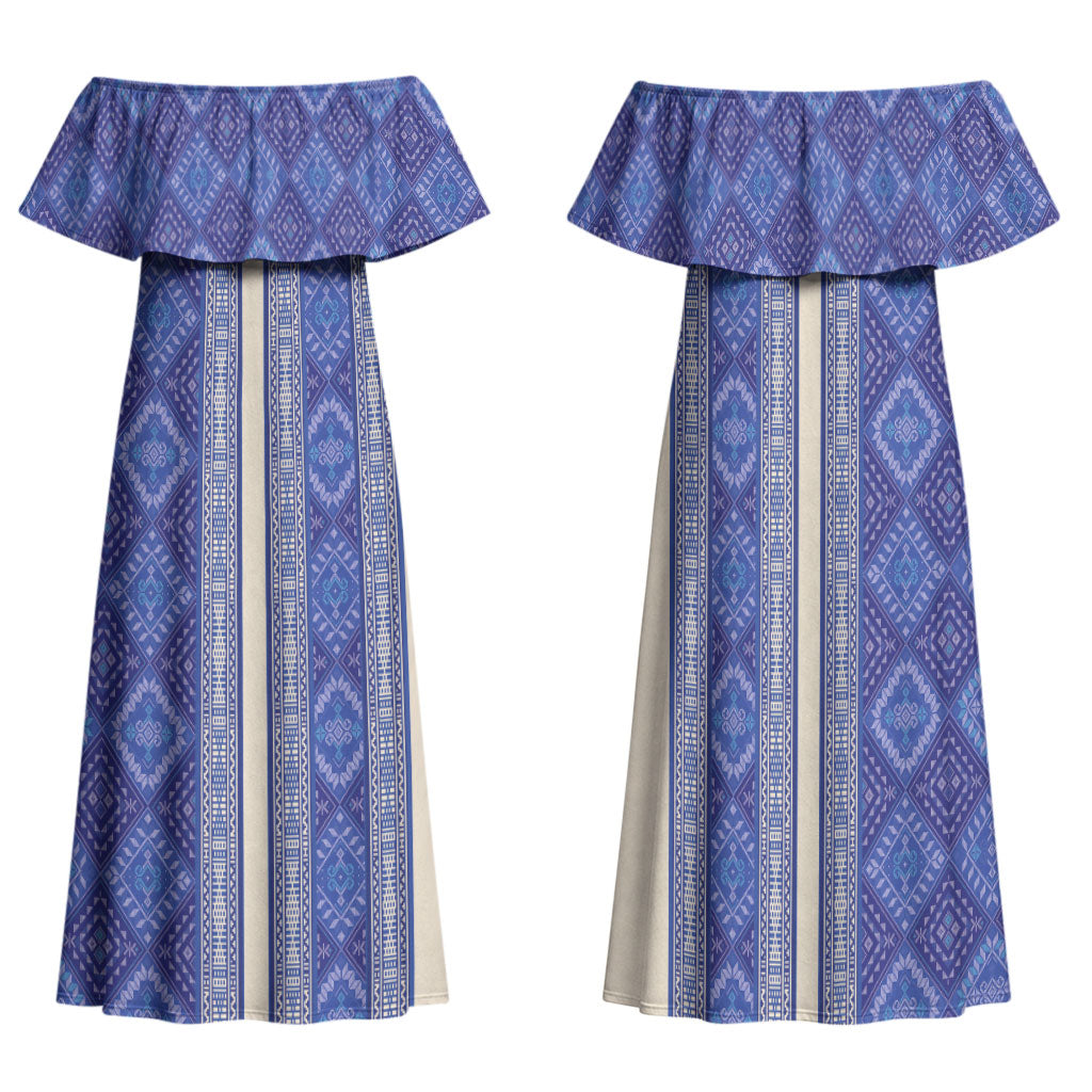 Mabuhay Philippines Festival Family Matching Off Shoulder Maxi Dress and Hawaiian Shirt Yakan Modern Filipiniana Inspired