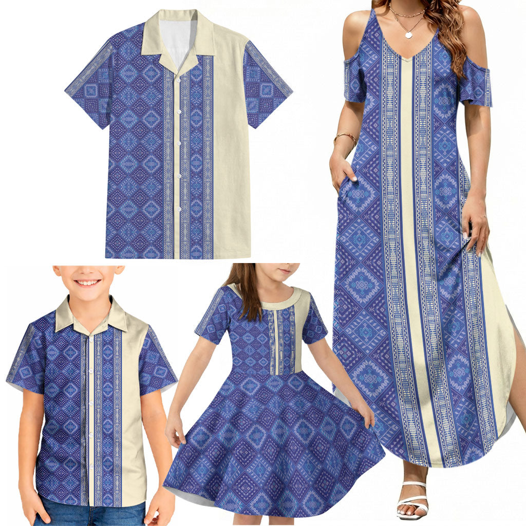 Mabuhay Philippines Festival Family Matching Summer Maxi Dress and Hawaiian Shirt Yakan Modern Filipiniana Inspired LT14 - Polynesian Pride