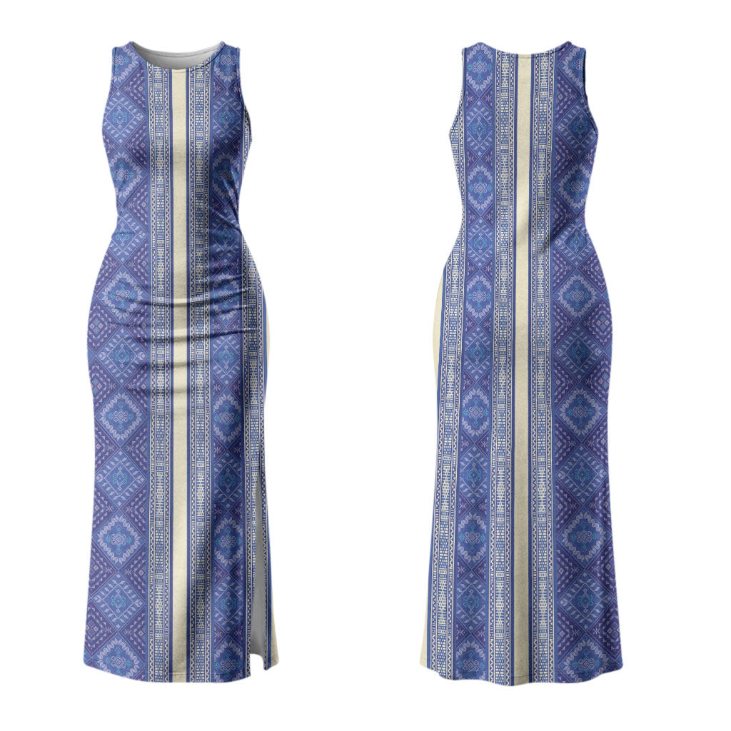 Mabuhay Philippines Festival Family Matching Tank Maxi Dress and Hawaiian Shirt Yakan Modern Filipiniana Inspired