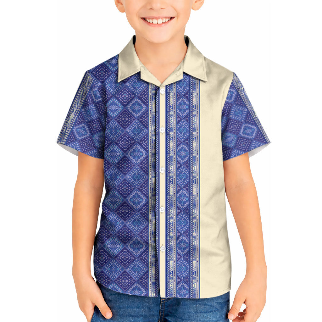 Mabuhay Philippines Festival Kid Hawaiian Shirt Yakan Modern Filipiniana Inspired