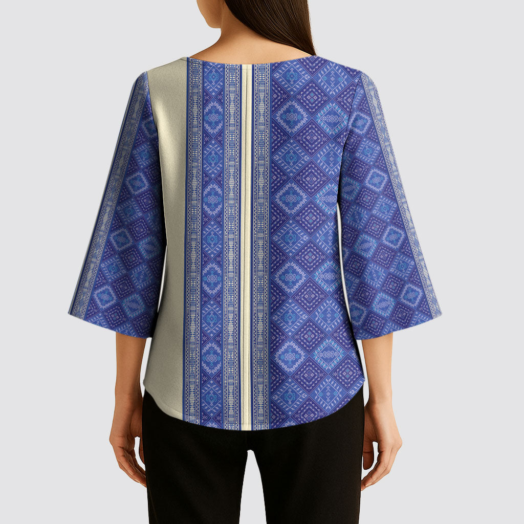 Mabuhay Philippines Festival Kimono Sleeve Blouse Yakan Modern Filipiniana Inspired
