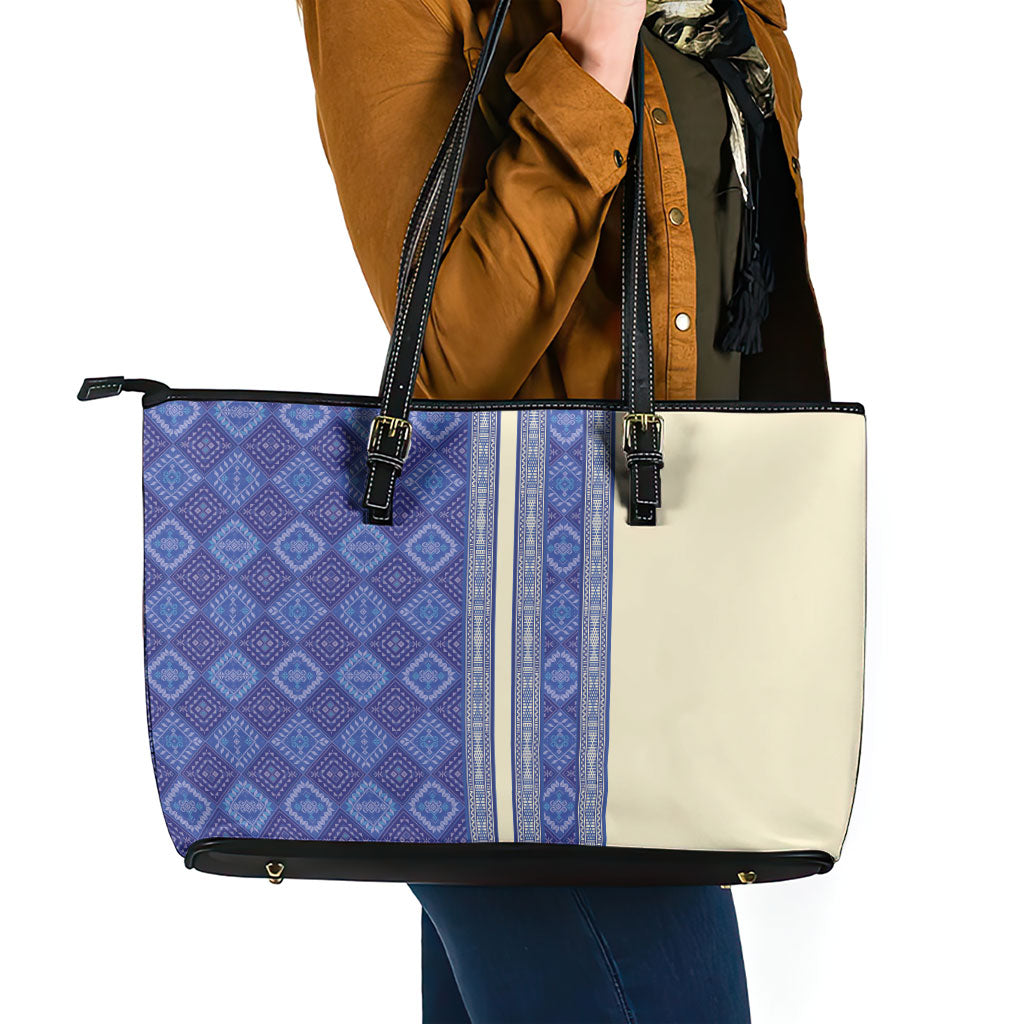 Mabuhay Philippines Festival Leather Tote Bag Yakan Modern Filipiniana Inspired