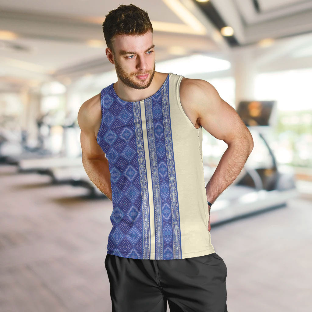 Mabuhay Philippines Festival Men Tank Top Yakan Modern Filipiniana Inspired LT14 Blue - Polynesian Pride