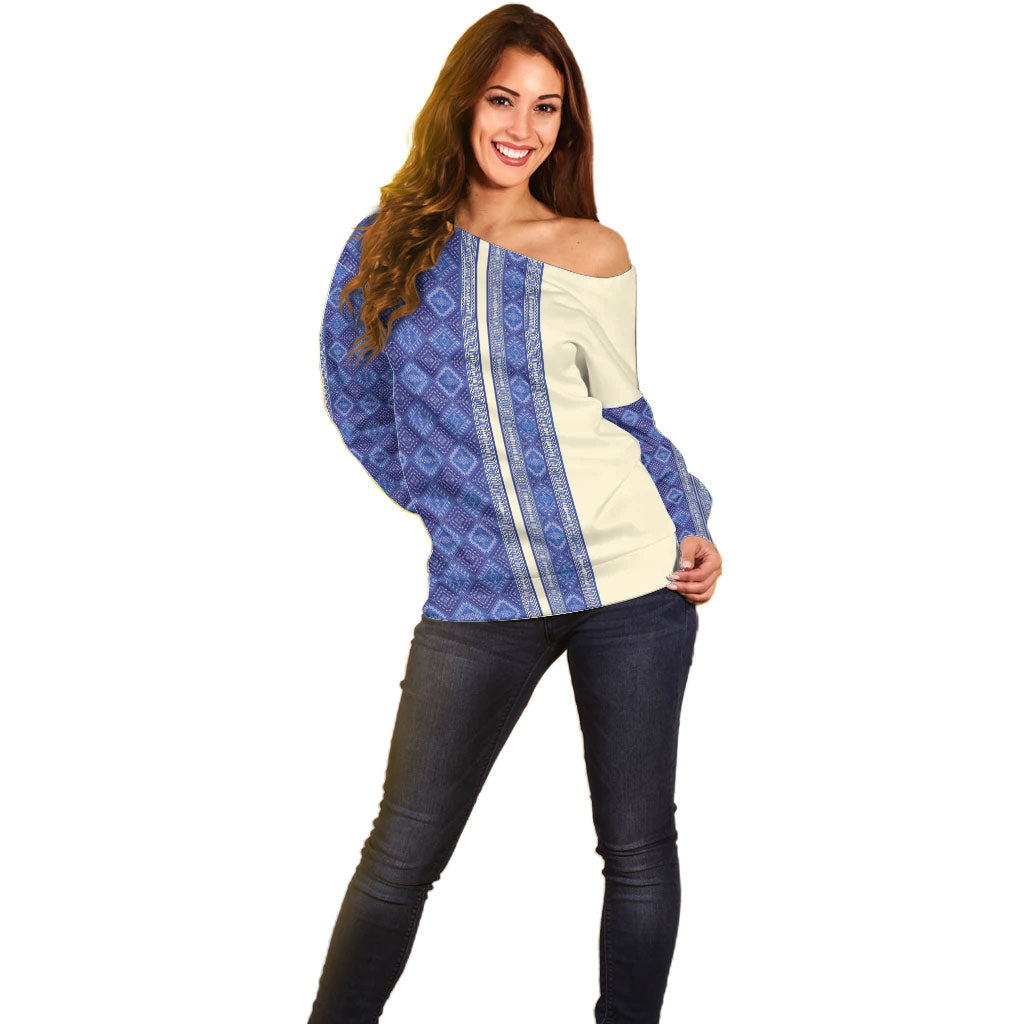 Mabuhay Philippines Festival Off Shoulder Sweater Yakan Modern Filipiniana Inspired