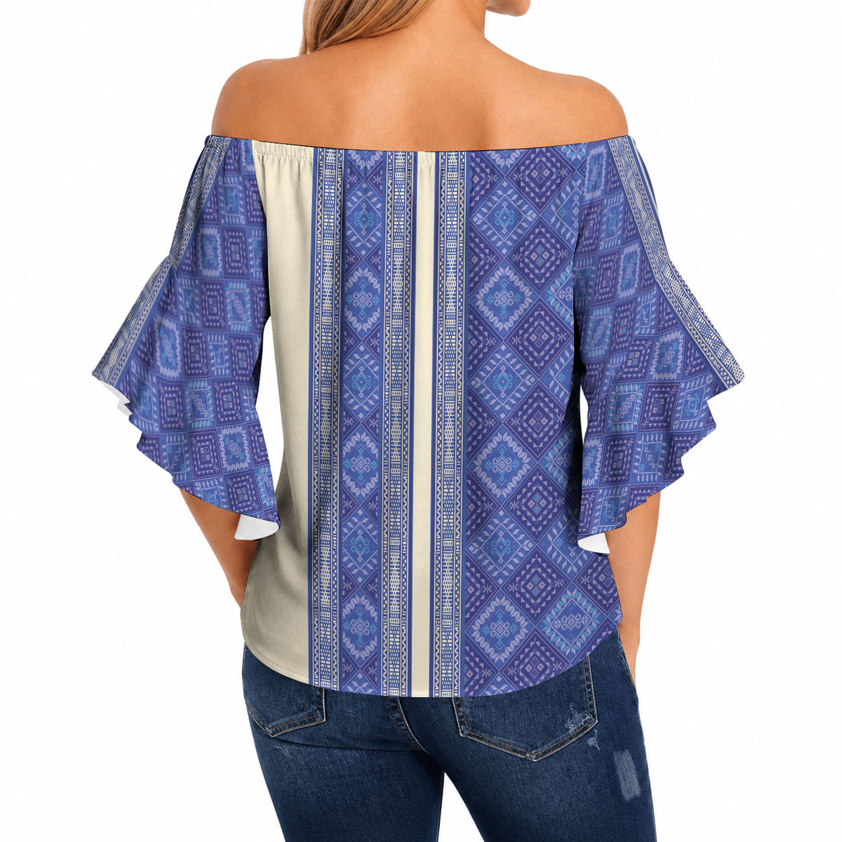 Mabuhay Philippines Festival Off Shoulder Wrap Waist Top Yakan Modern Filipiniana Inspired