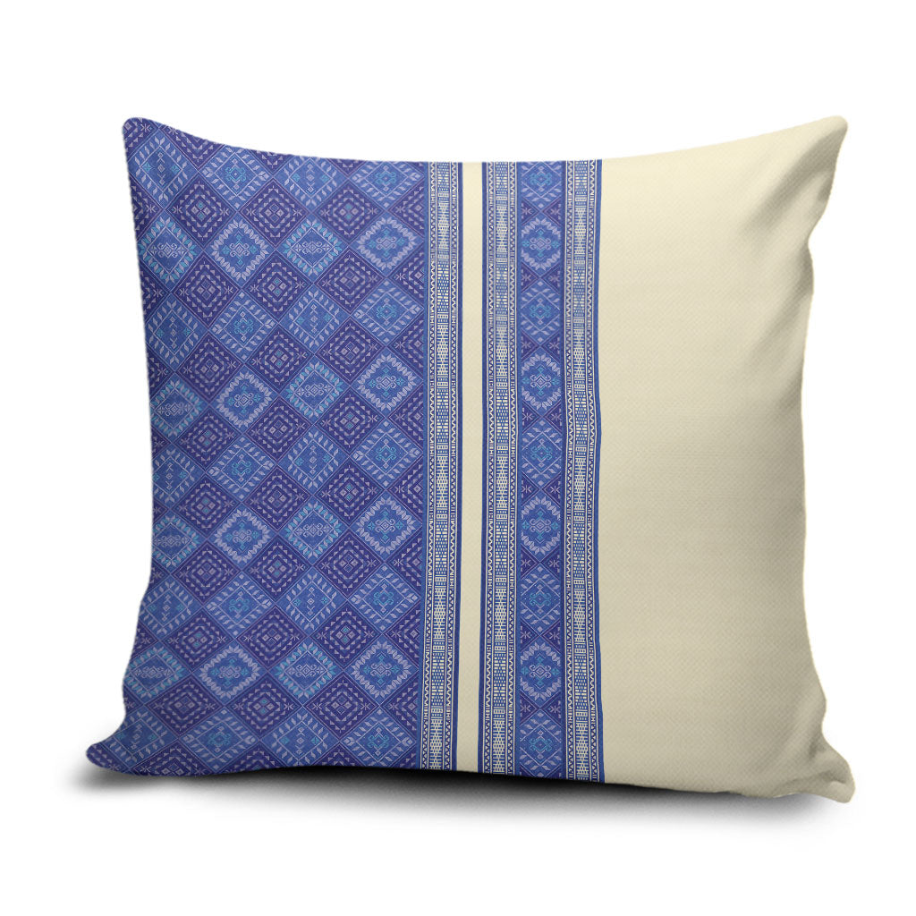 Mabuhay Philippines Festival Pillow Cover Yakan Modern Filipiniana Inspired LT14 Blue - Polynesian Pride